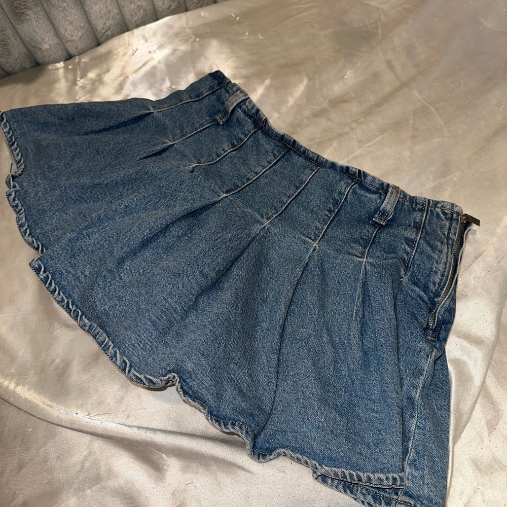 Denim Pleated Skort